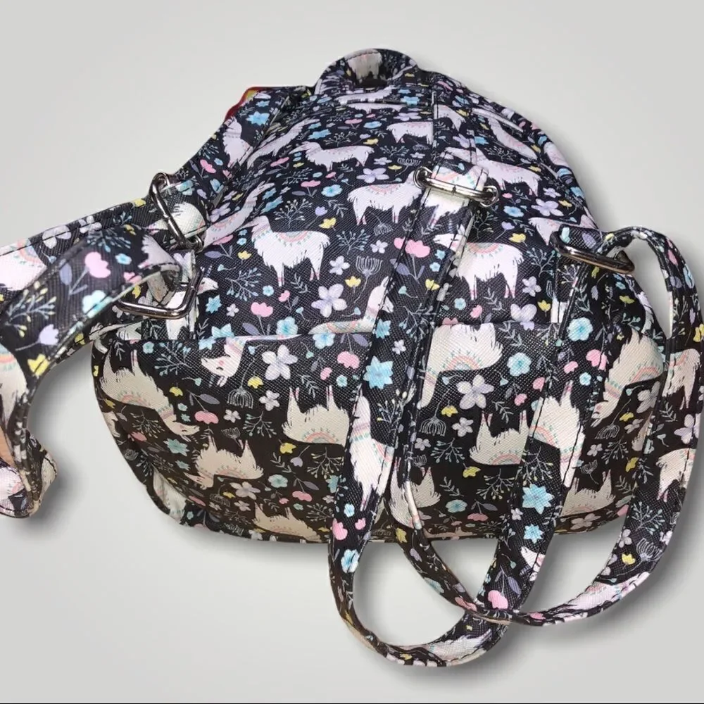 Faux Leather Unicorn Lama Small Backpack